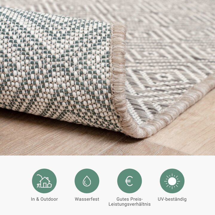 In- & Outdoor Teppich Quadrat - Summer Tile Hellgrau - 3