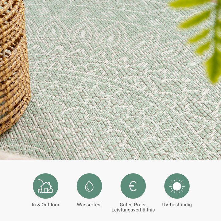 In- & Outdoor Teppich Rund - Summer Azteca Mint - 4