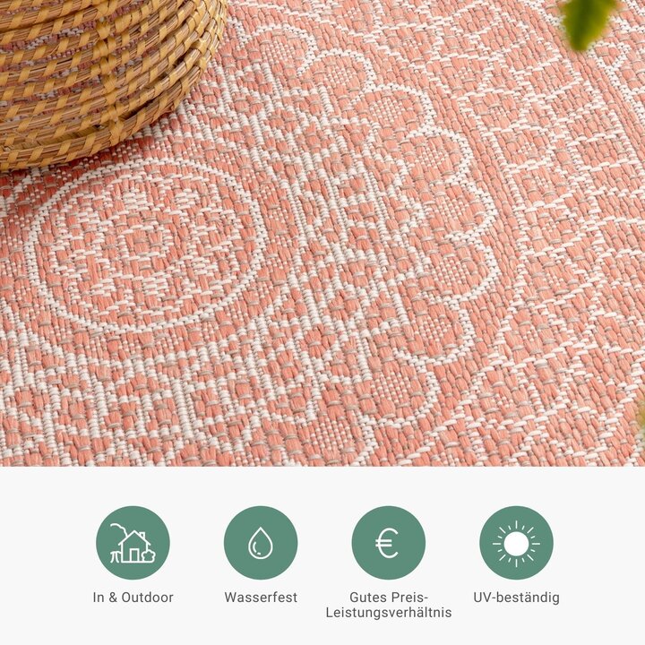 In- & Outdoor Teppich Rund - Summer Azteca Rosa - 4