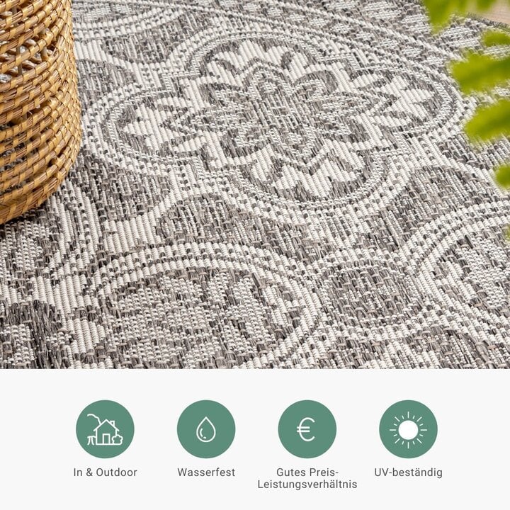 In- & Outdoor Teppich Rund - Summer Oriental Grau - 3