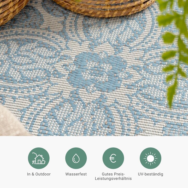 In- & Outdoor Teppich Rund - Summer Oriental Hellblau - 4