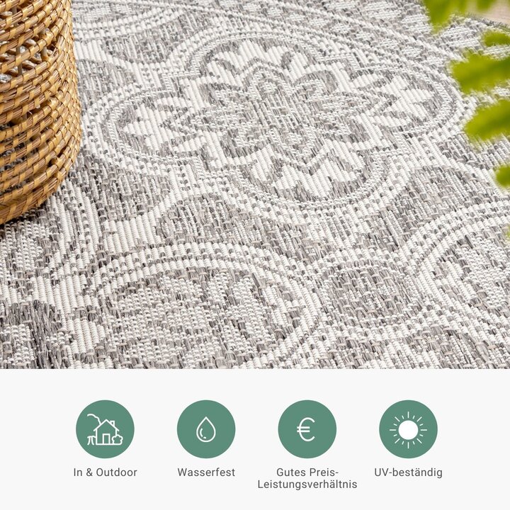 In- & Outdoor Teppich Rund - Summer Oriental Hellgrau - 3
