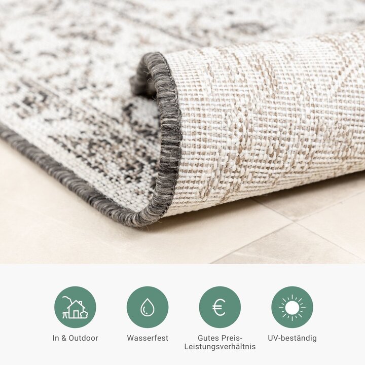 In- & Outdoor Teppich Vintage - Victoria Oriental Grau - 4