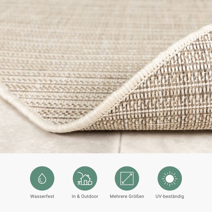 In- & Outdoor Jute Teppich Rund - Nomad Melange Creme - 3
