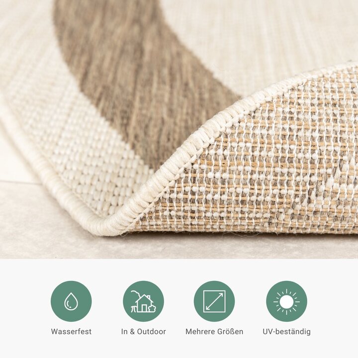 In- & Outdoor Jute Teppich Rund - Nomad Edge Creme - 3