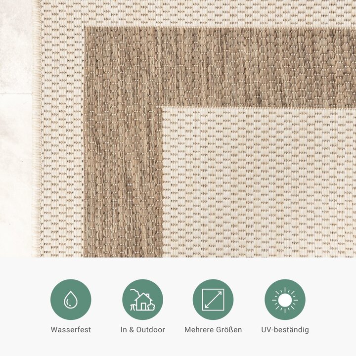 In- & Outdoor Jute Teppich - Nomad Edge Creme - 4