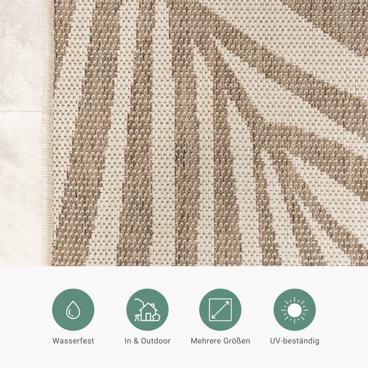 In- & Outdoor Jute Teppich - Nomad Leaves Creme - 4