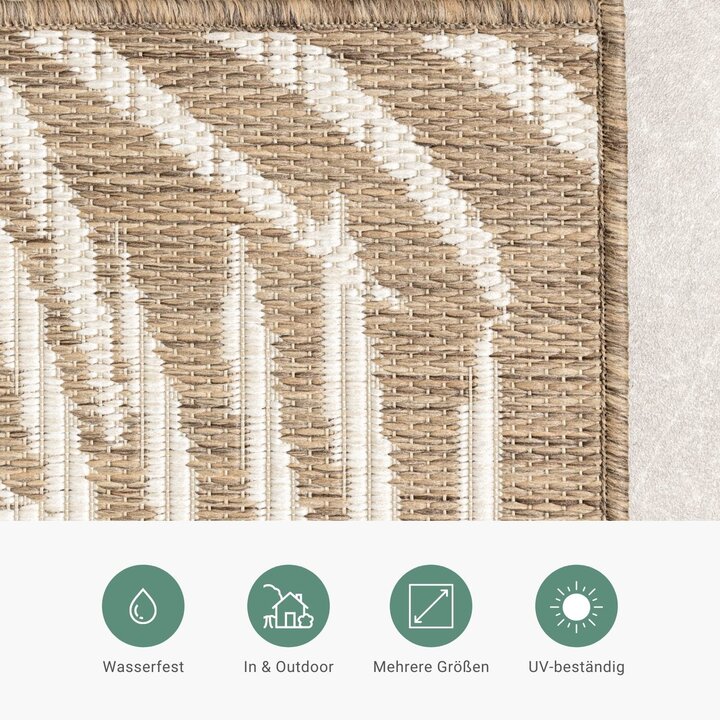 In-& Outdoor Teppich - Malta Leaves Natur - 4