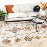 Hochflor Teppich - Blend Aztec Creme/Bunt 