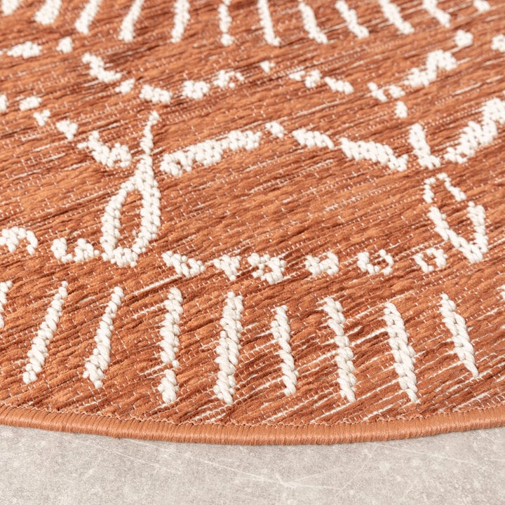 In- & Outdoor Teppich Rund - Porto Aztec Terracotta - 5