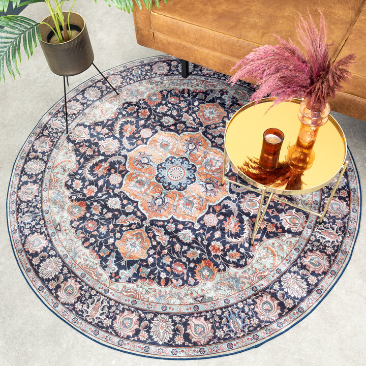 Teppich Vintage Rund - Imagine Medaillon Blau