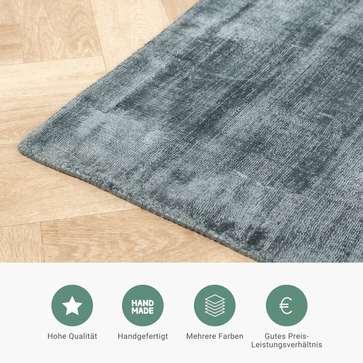 Viskose Teppich Rund - Pearl Türkis - 4