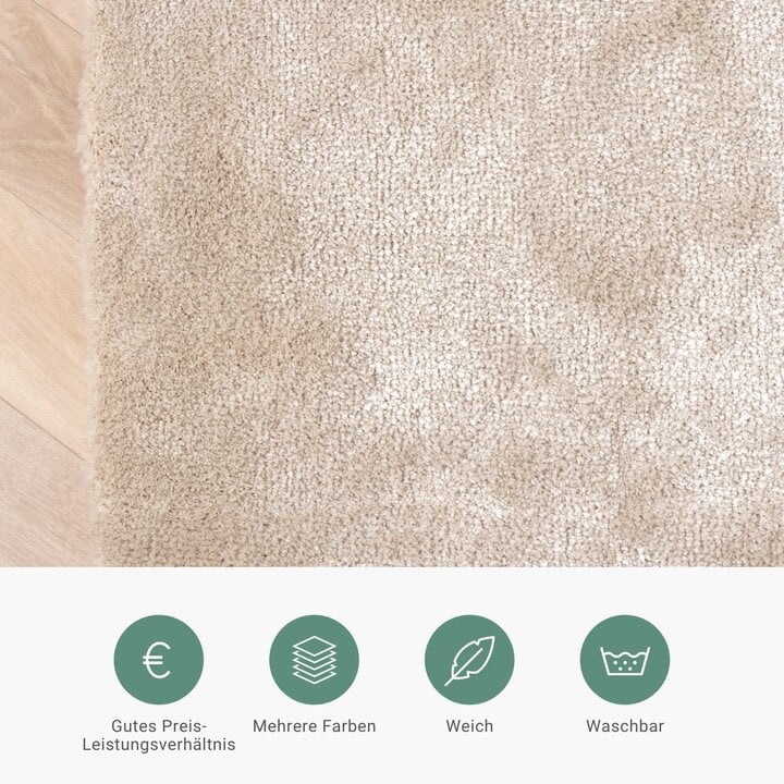 Waschbarer Viskose Teppich Rund - Vive Creme - 4
