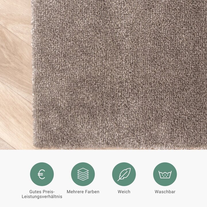 Waschbarer Viskose Teppich Rund - Vive Taupe - 4