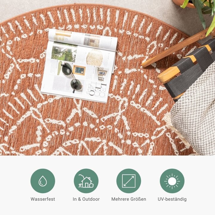 In- & Outdoor Teppich Rund - Porto Aztec Terracotta - 3