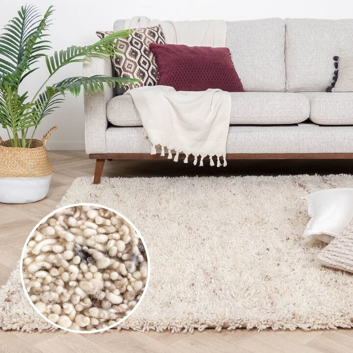 Hochflor Wollteppich - Royal Creme Meliert - 9