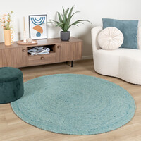 Wollteppich Rund - Wise Blau 364 