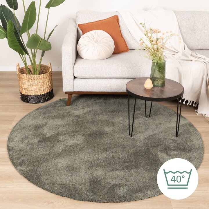 Waschbarer Teppich Rund - Clean Grün - 7