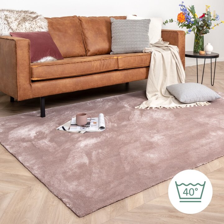 Waschbarer Viskose Teppich - Vive Altrosa - 7