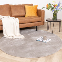 Waschbarer Viskose Teppich Rund - Vive Grau 