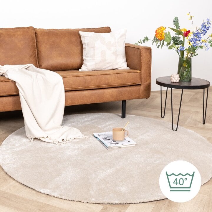 Waschbarer Viskose Teppich Rund - Vive Creme - 7