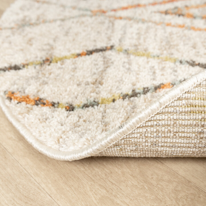 Hochflor Teppich Rund - Blend Diamond Creme Bunt - 6