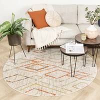 Hochflor Teppich Rund - Blend Diamond Creme Bunt