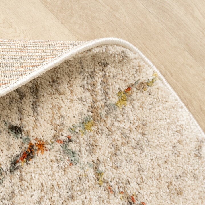 Hochflor Teppich Rund - Blend Lines Creme Bunt - 5