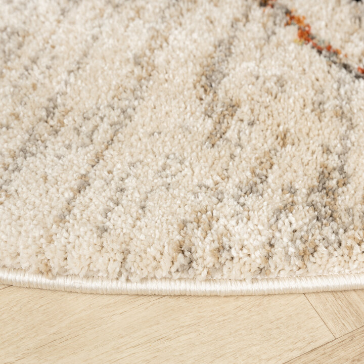 Hochflor Teppich Rund - Blend Lines Creme Bunt - 3