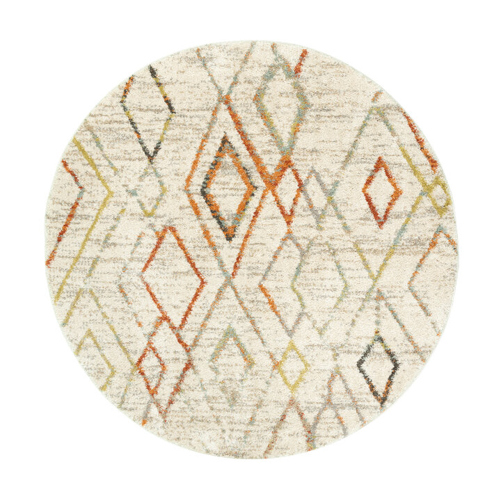 Hochflor Teppich Rund - Blend Diamond Creme Bunt - 1