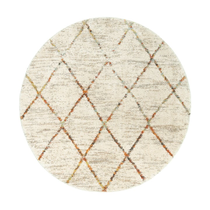 Hochflor Teppich Rund - Blend Lines Creme Bunt - 1