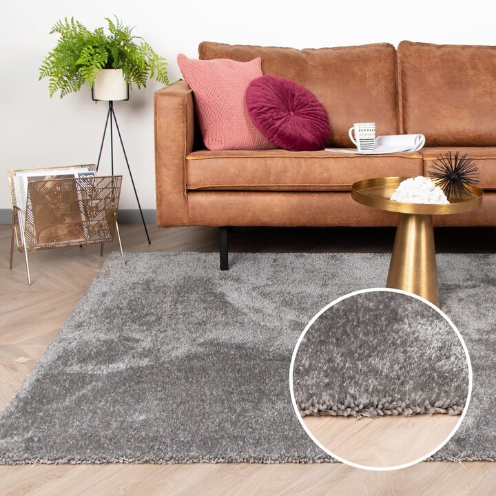 Hochflor Teppich - Glazy Hellgrau - 6