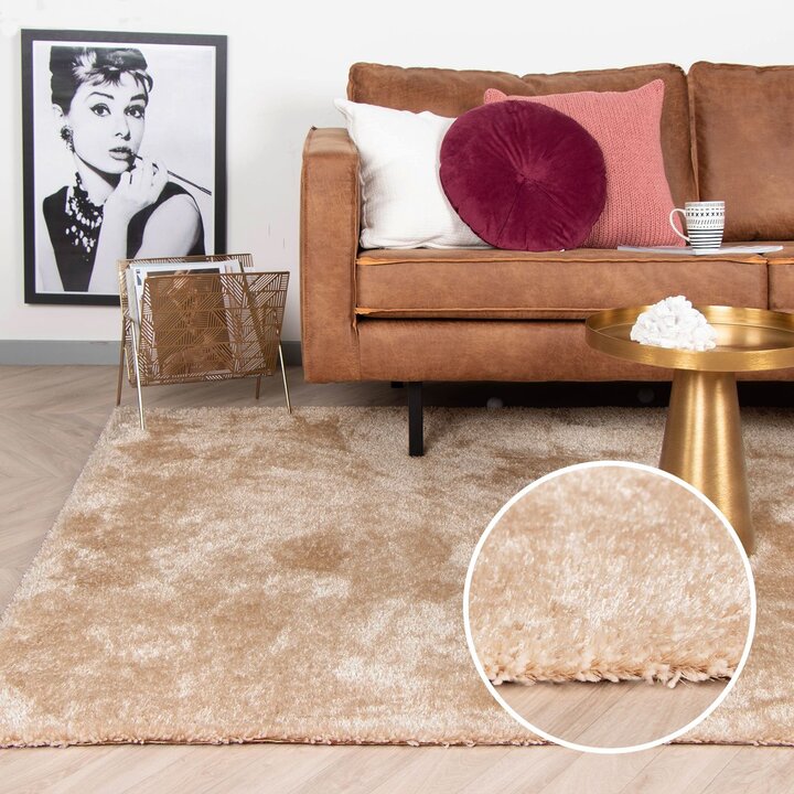 Hochflor Teppich - Glazy Beige Creme - 6