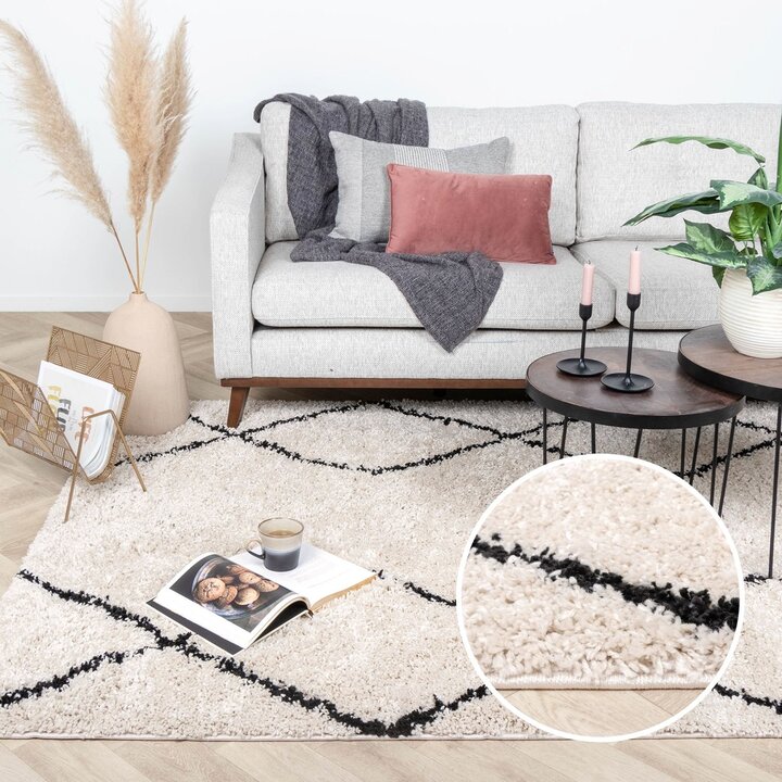 Teppich Hochflor - Sensa Double Creme Schwarz - 9