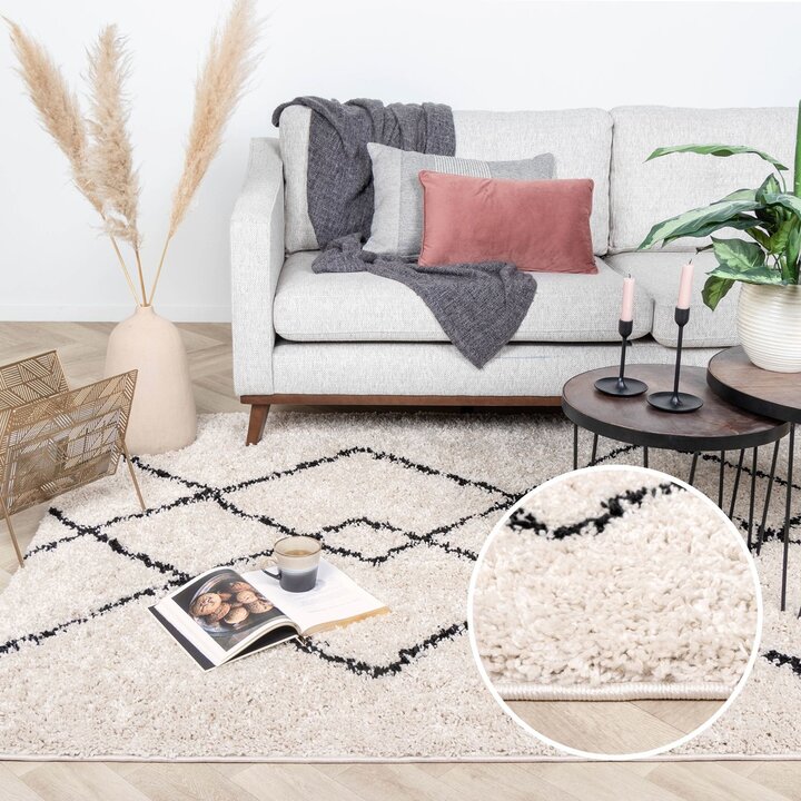 Teppich Hochflor - Sensa Pair Creme Schwarz - 9