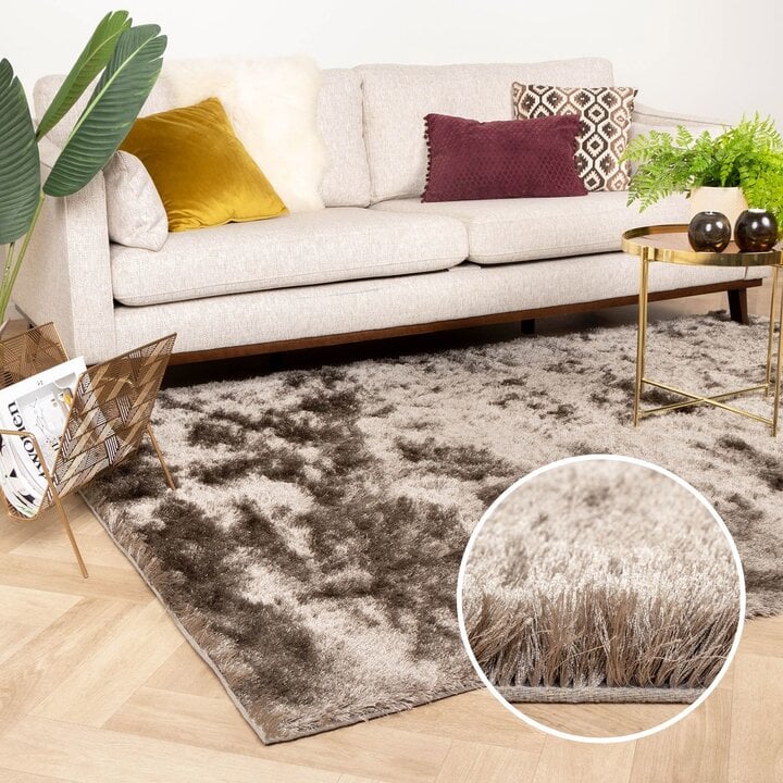 Hochflor Teppich - Glorious Silber Grau - 8