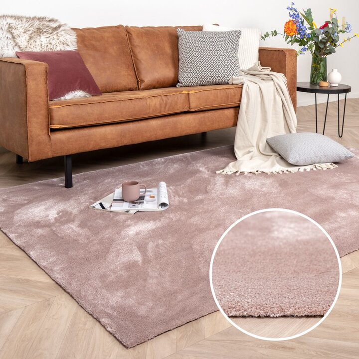 Waschbarer Viskose Teppich - Vive Altrosa - 8