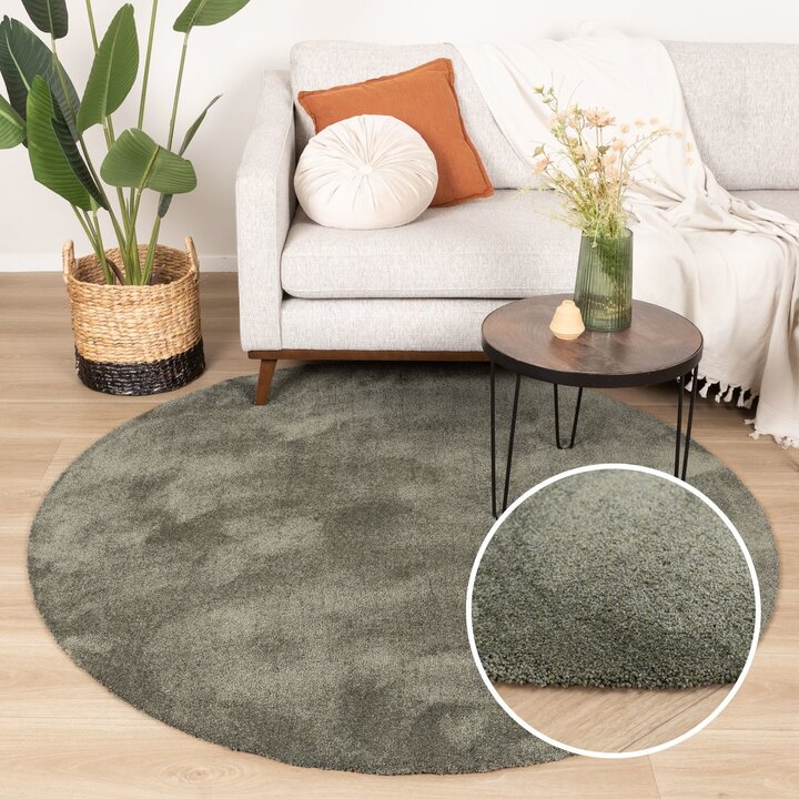 Waschbarer Teppich Rund - Clean Grün - 8