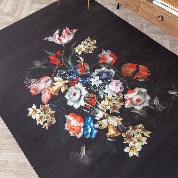 Teppich Floral - Florine Schwarz Blau - 2