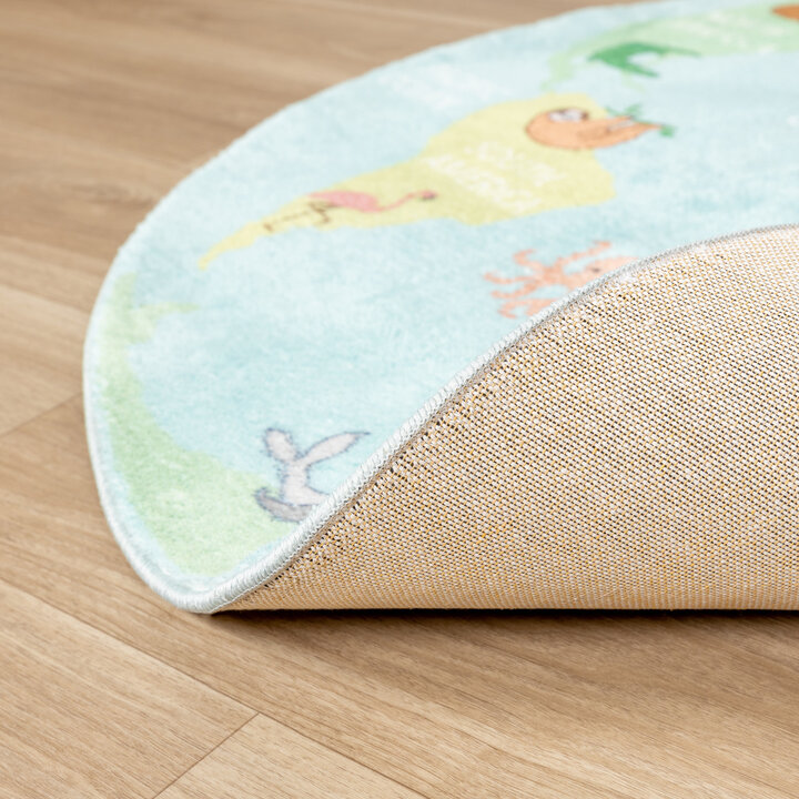 Kinderteppich Rund - Globe Hellblau - 4