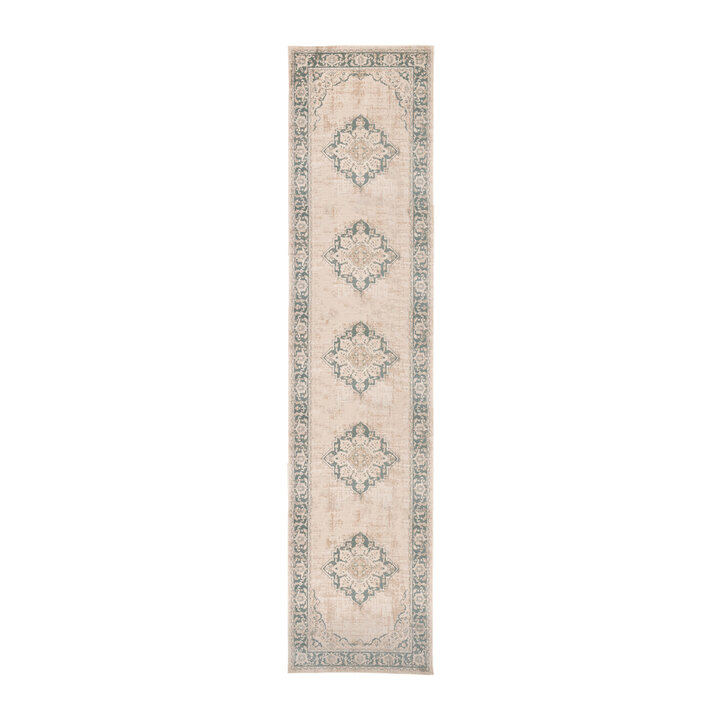 Vintage Läufer - Spring Medaillon Creme Grün - 1