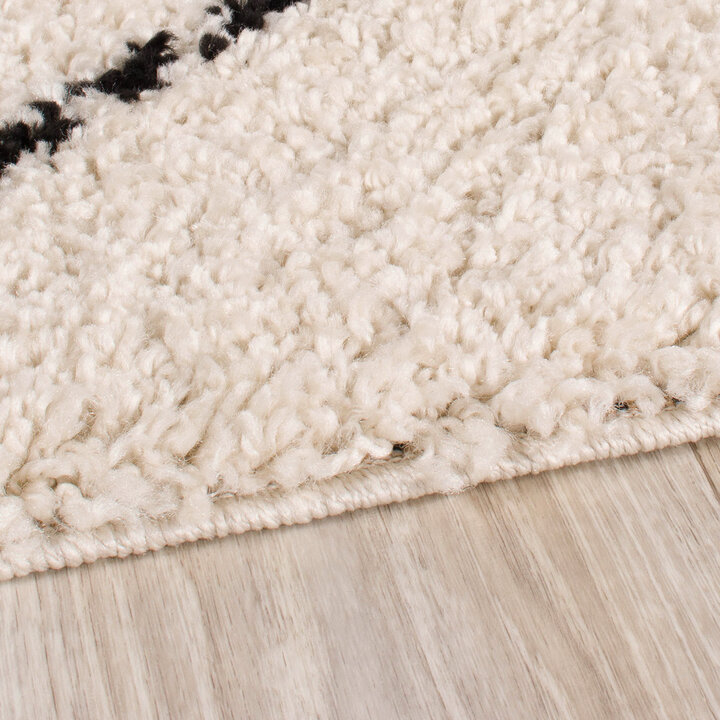 Hochflor Läufer - Grand Lines Creme Schwarz - 3
