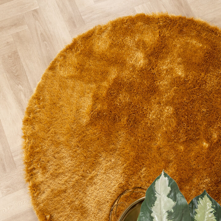 Hochflor Teppich Rund - Glorious Gold Gelb - 1