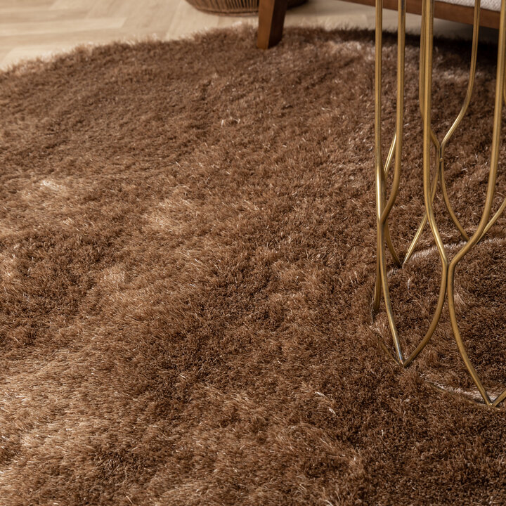 Hochflor Teppich Rund - Glorious Taupe - 3