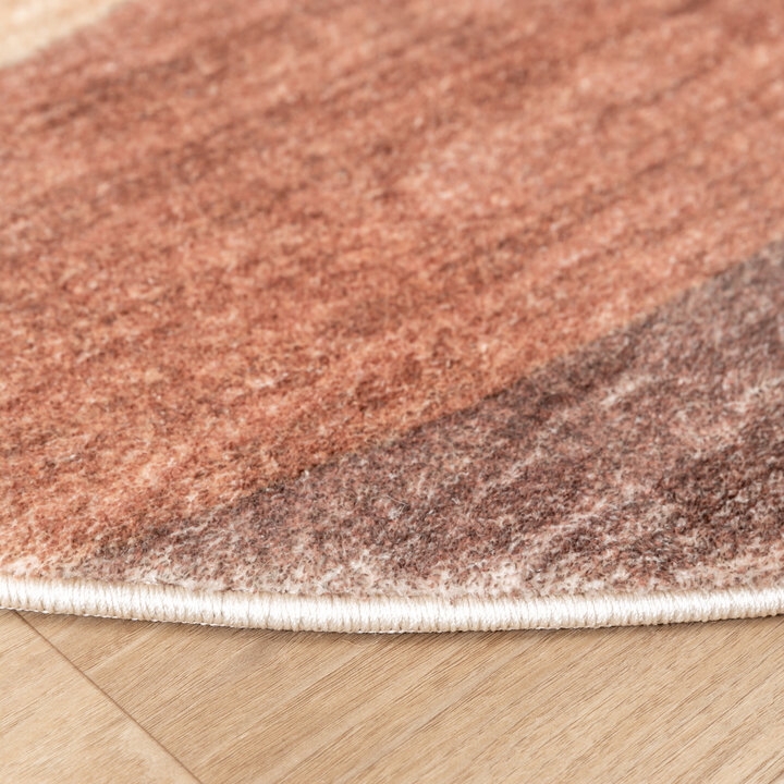 Moderner Teppich Rund - Field Terra Rot - 6