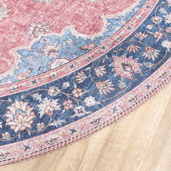Teppich Vintage Rund - Lily Medaillon Rot Rosa - 5