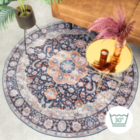Teppich Vintage Rund - Imagine Medaillon Blau 