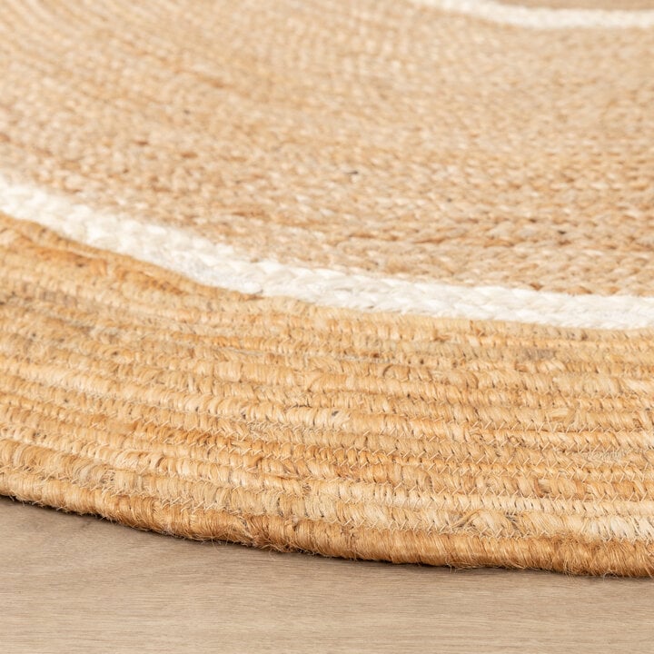 Jute Teppich Rund - Mirai Circle Weiss Natur - 4