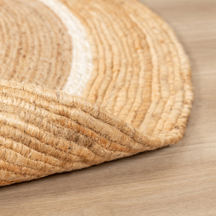 Jute Teppich Rund - Mirai Circle Weiss Natur - 5
