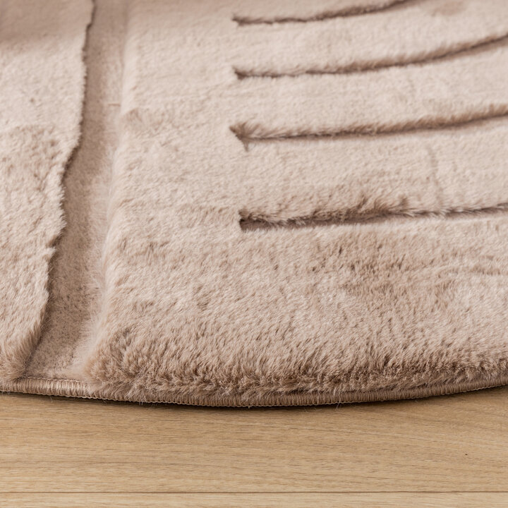 Hochflor Teppich Rund - Carvy Curves Taupe - 4